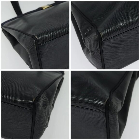 Salvatore Ferragamo Tote Bag Leather Embossed Navy Gold Auth - Picture 16 of 16